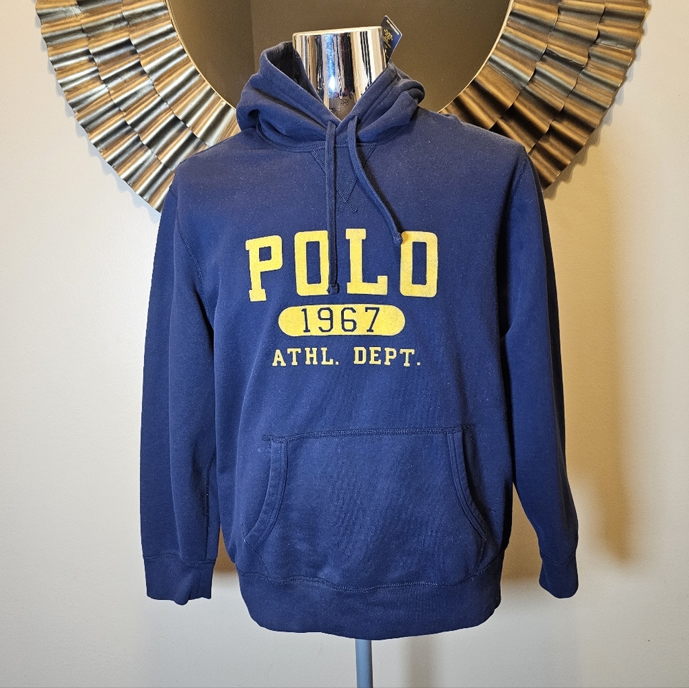 Polo Ralph Lauren Blue Cotton-blend Logo Fleece Hoodie Size XL